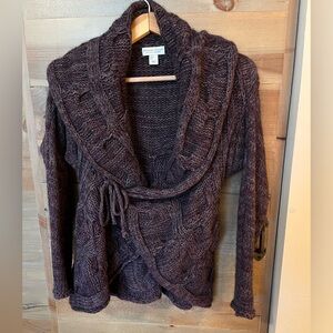100% Cashmere Adrienne Vittadini cable knit cross-over cardigan